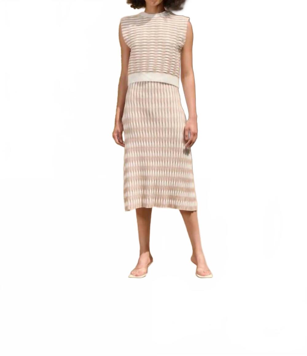 NEW LUCY PARIS newport knit skirt in tan/white